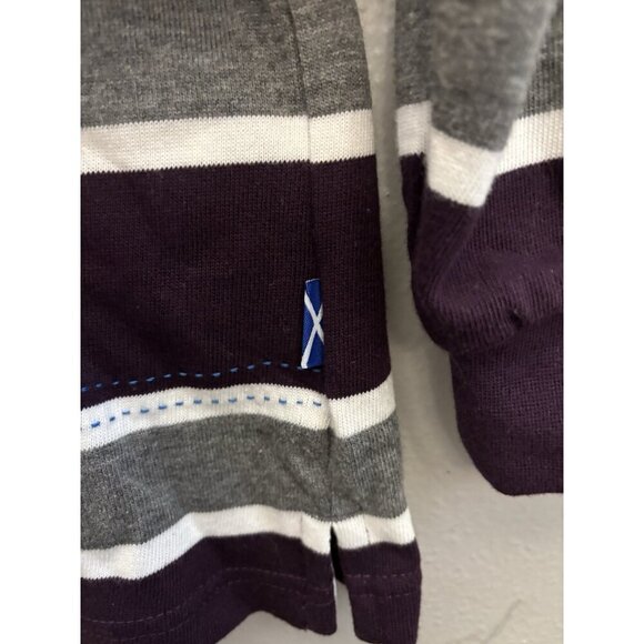 Rugby Nations Scotland striped polo long sleeve purple gray men small - Picture 6 of 14